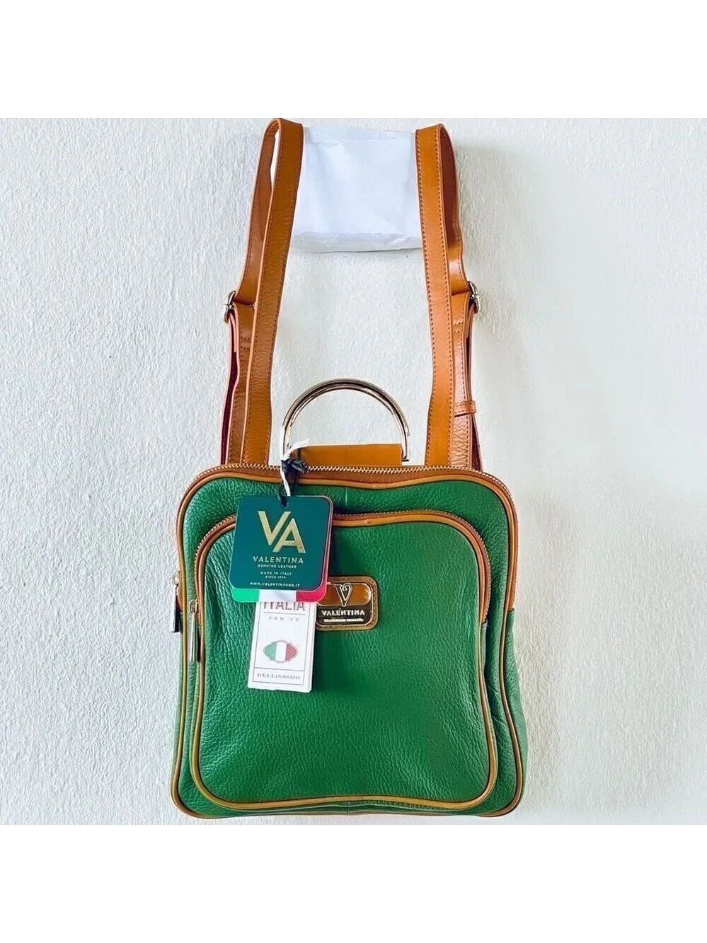 NWT RARE Valentina Sling Backpack Real Finest Italian Leather Convertible Bag